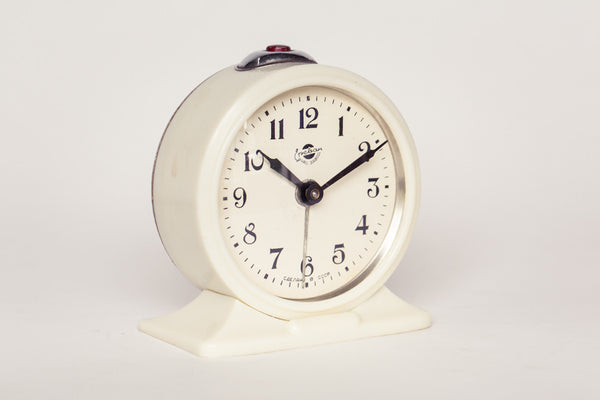 White Soviet Yerevan Mechanical Alarm Clock.